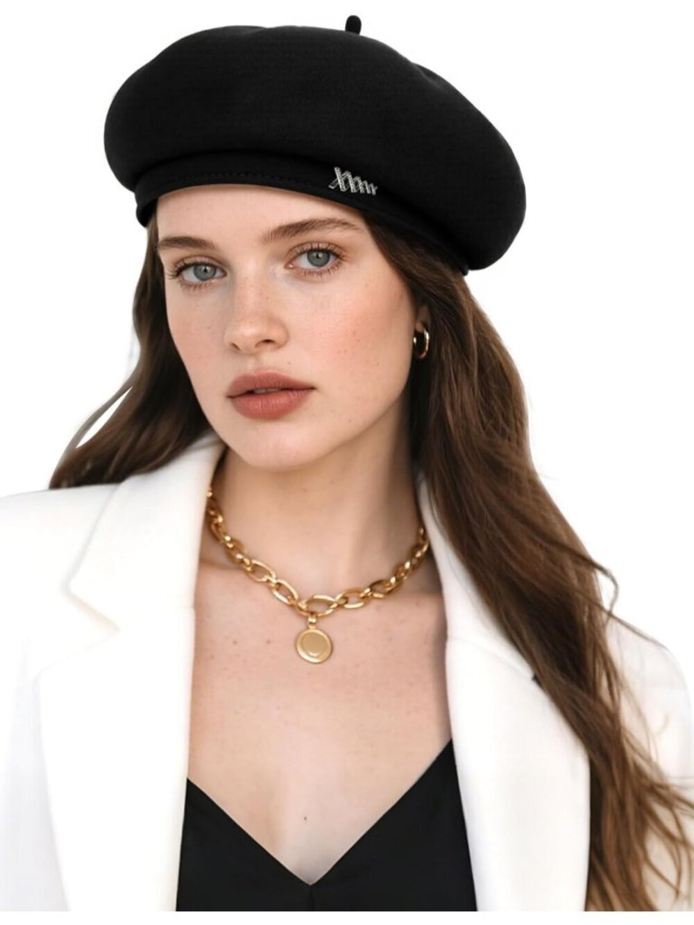Women's French Wool Hats Fashion Solid Color Ladies Beret Caps Black